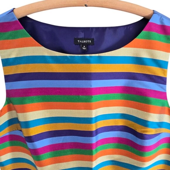 Talbots Womens Size 8 Colorful Striped Sleeveless Silk Shell Tank Top - Picture 2 of 6